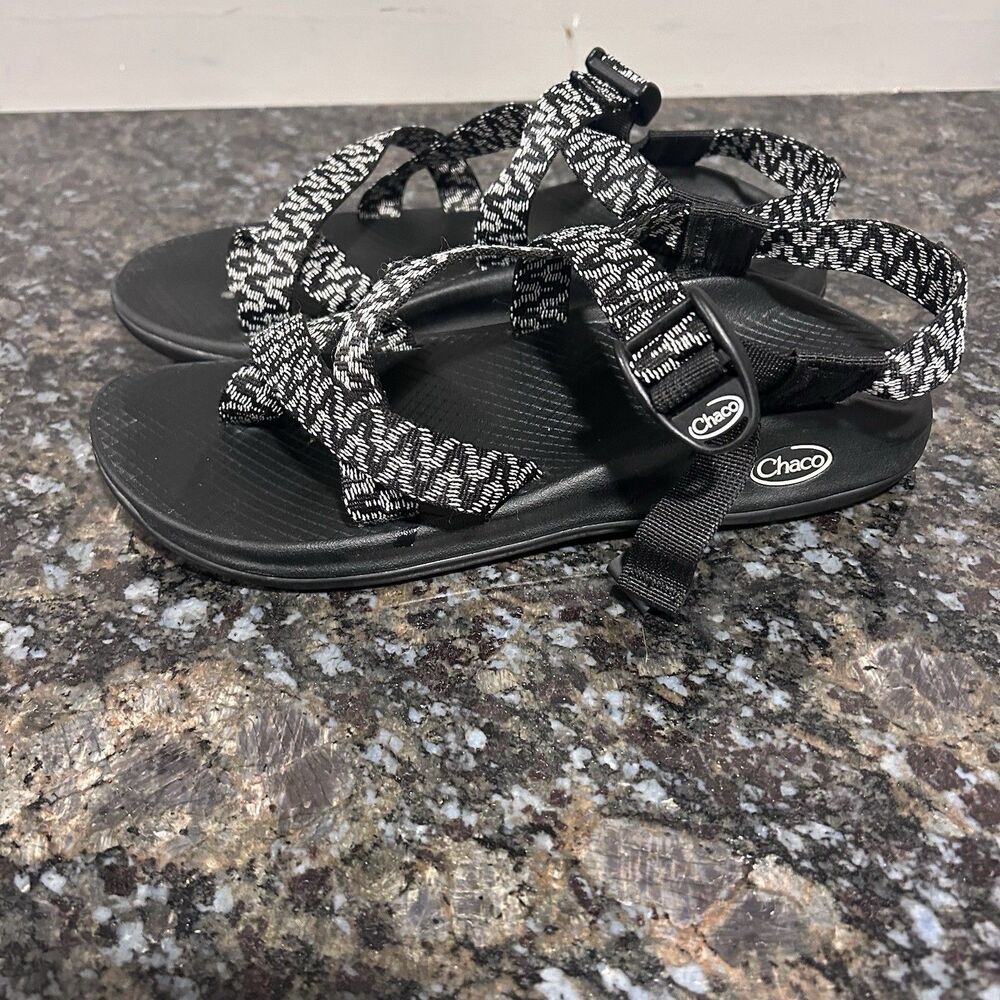 Chaco Z Boulder 2 Strappy Sandals Black White Women's 10 - Picture 4 of 7